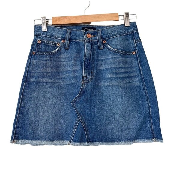 J Crew Distressed Short Denim Jean Skirt - Picture 1 of 12